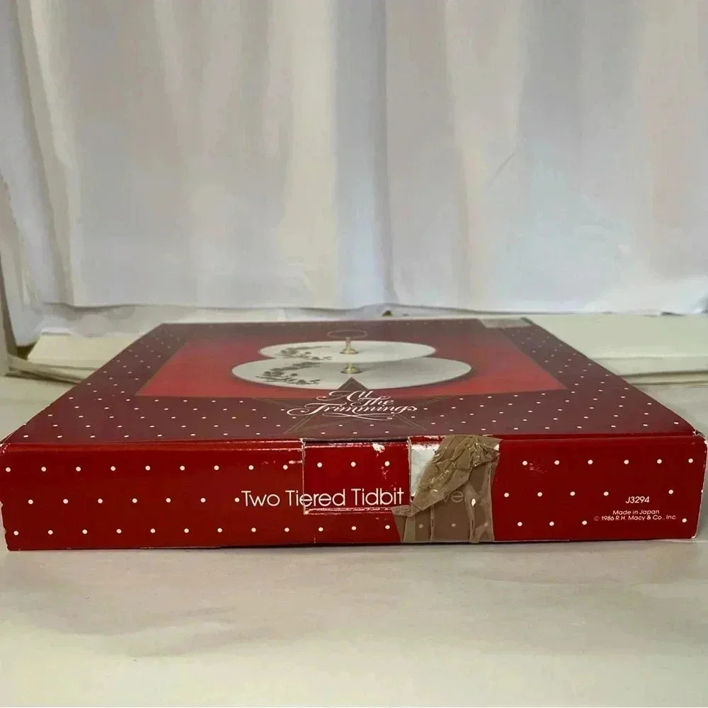 VINTAGE 80s Two Tier Tidbit Server All The Trimmings Macys Excellent Condition - Picture 11 of 12
